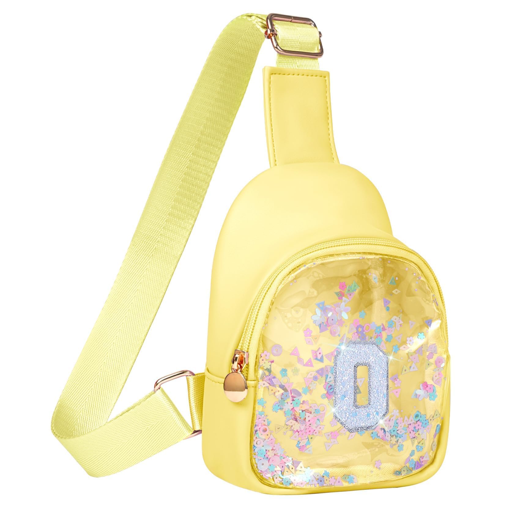 COSHAYSOO Personalized Christmas Birthday Gifts Burr Basket Stuffers for Girls Yellow Purse Sling Bag Crossbody Girl Cute Funny Cool Mini Travel Fashion Accessories Monogrammed Initial Letter O