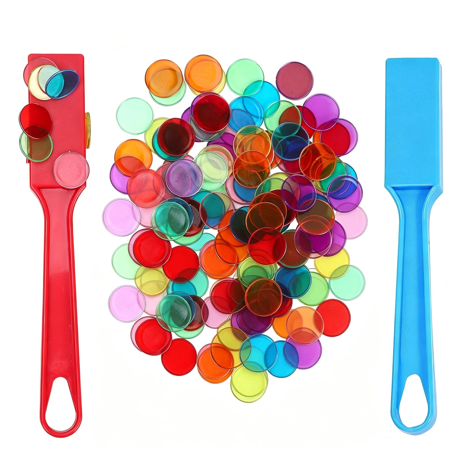Kit de Bingo Magnétique, 2 Bâton Magnétique 200 Jetons Loto, Baton Jetons Bingo Jeux coloré, Bingo Jeton Magnetique pour Jeu éducatif Enfants et Accessoire Pratique