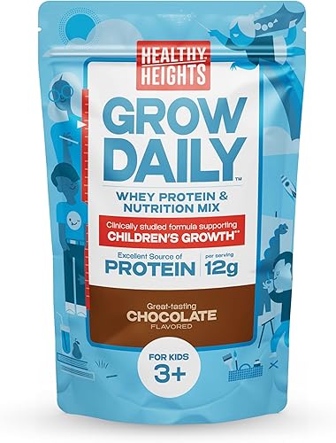 Grow Daily 3 de Healthy Heights Proteína en polvo chocolate  Desarrollado por pediatras  Batido nutricional con alto contenido de proteínas contiene