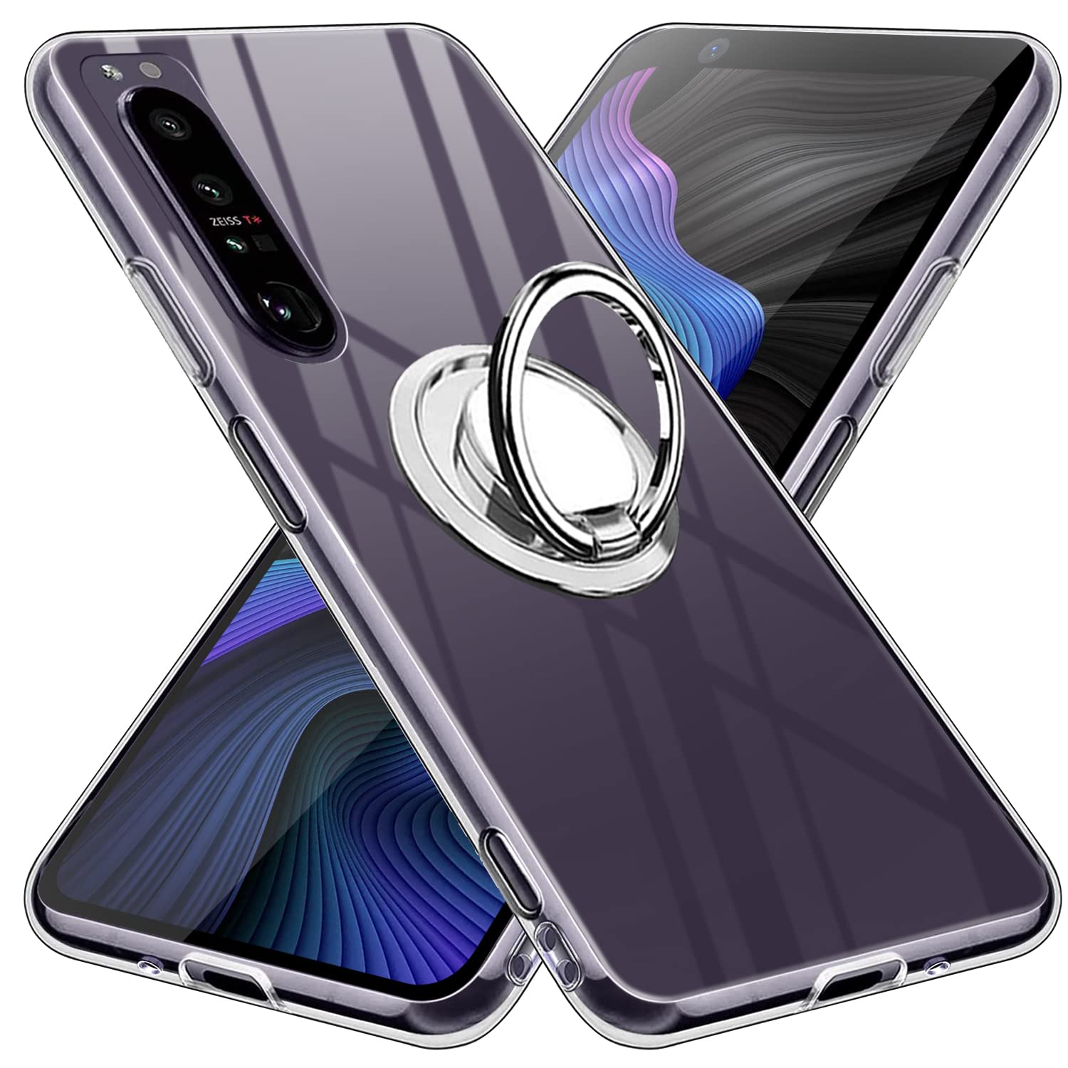 Amazon.co.jp: For Xperia 1 IV ケース クリア リング付き TPU
