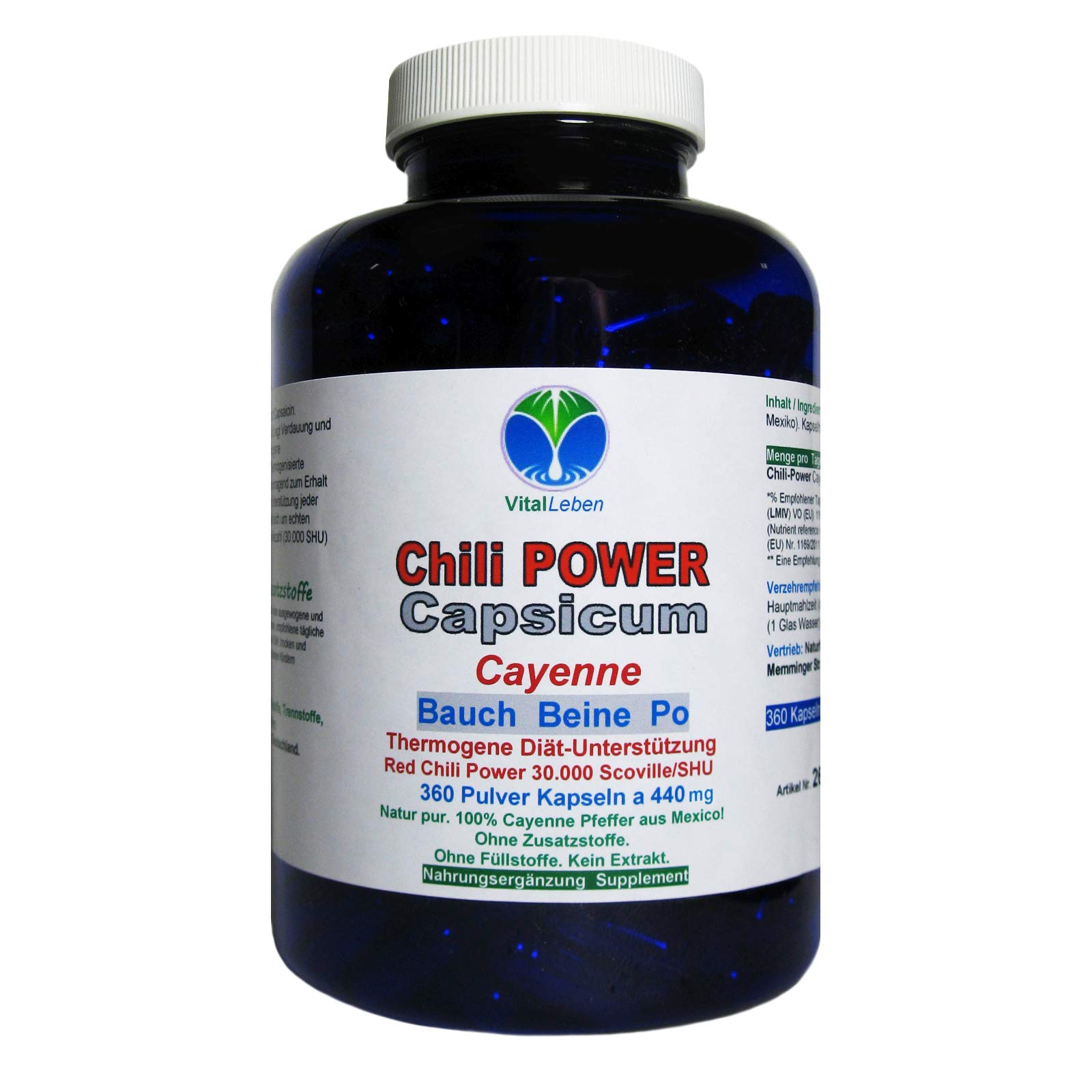 Red Chili Fat-BURNER CAPSAICIN 360 Kapseln BAUCH BEINE PO "Fettbrenner" POWER-Diät Unterstützung & (Fett) Stoffwechsel. OHNE Zusatzstoffe 26595-360