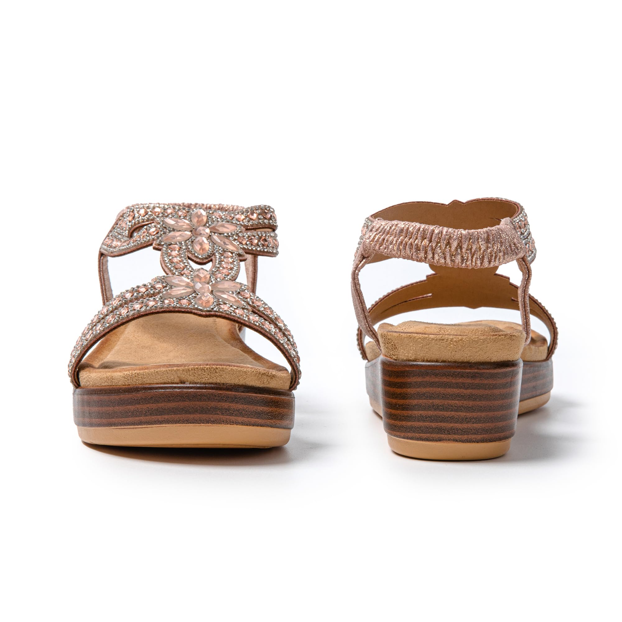 JOMIX Sandali Estivi da Donna con Eleganti Gioielli Strass e Chiusura Elastica