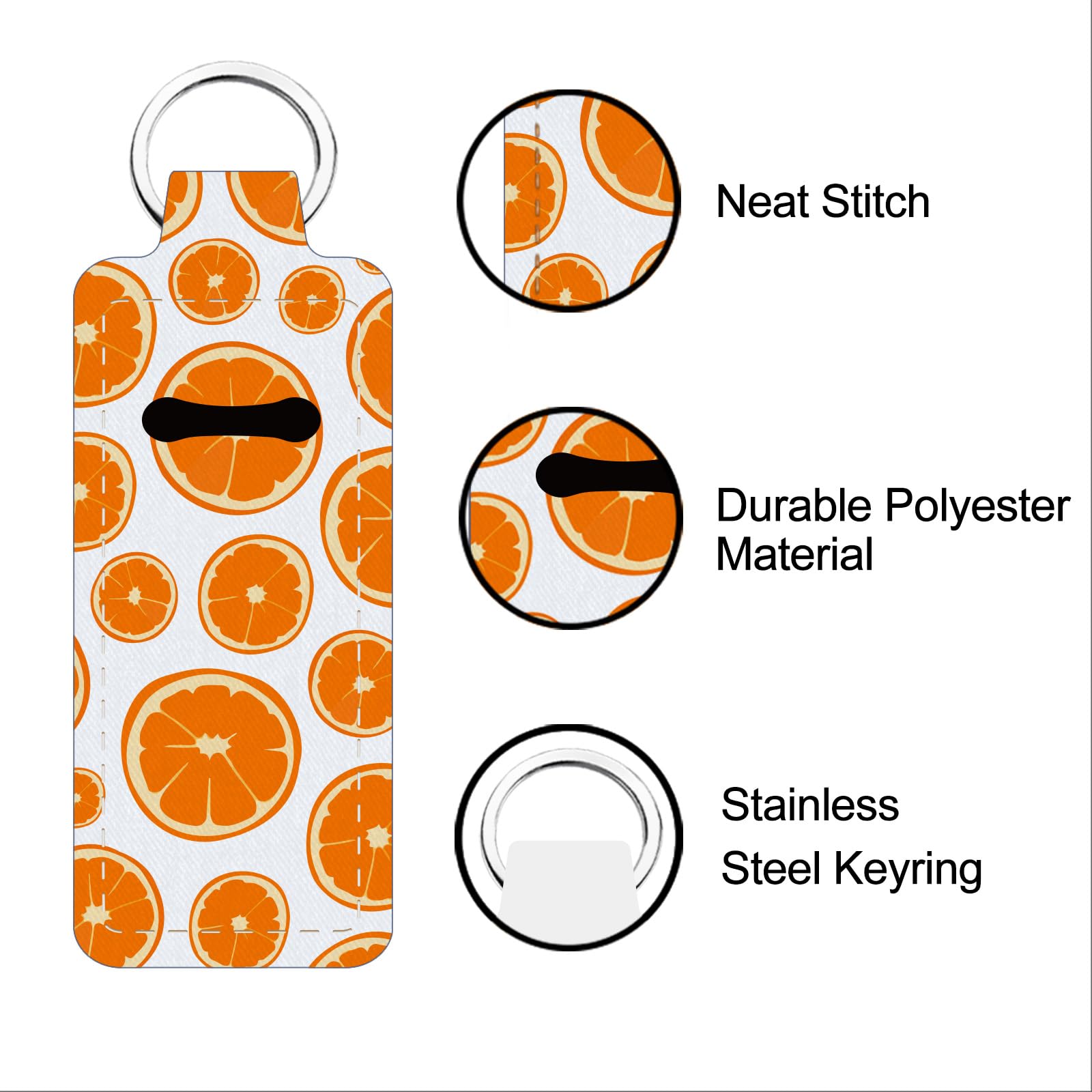 FREEBLOSS 4Pcs Clip-on Lipstick Balm Holder for Women Chapstick Holder Keychain Summer Elements Pattern Lip Balm Keychain Holders with Clip 1.5'' x 3.8'' - Image 3