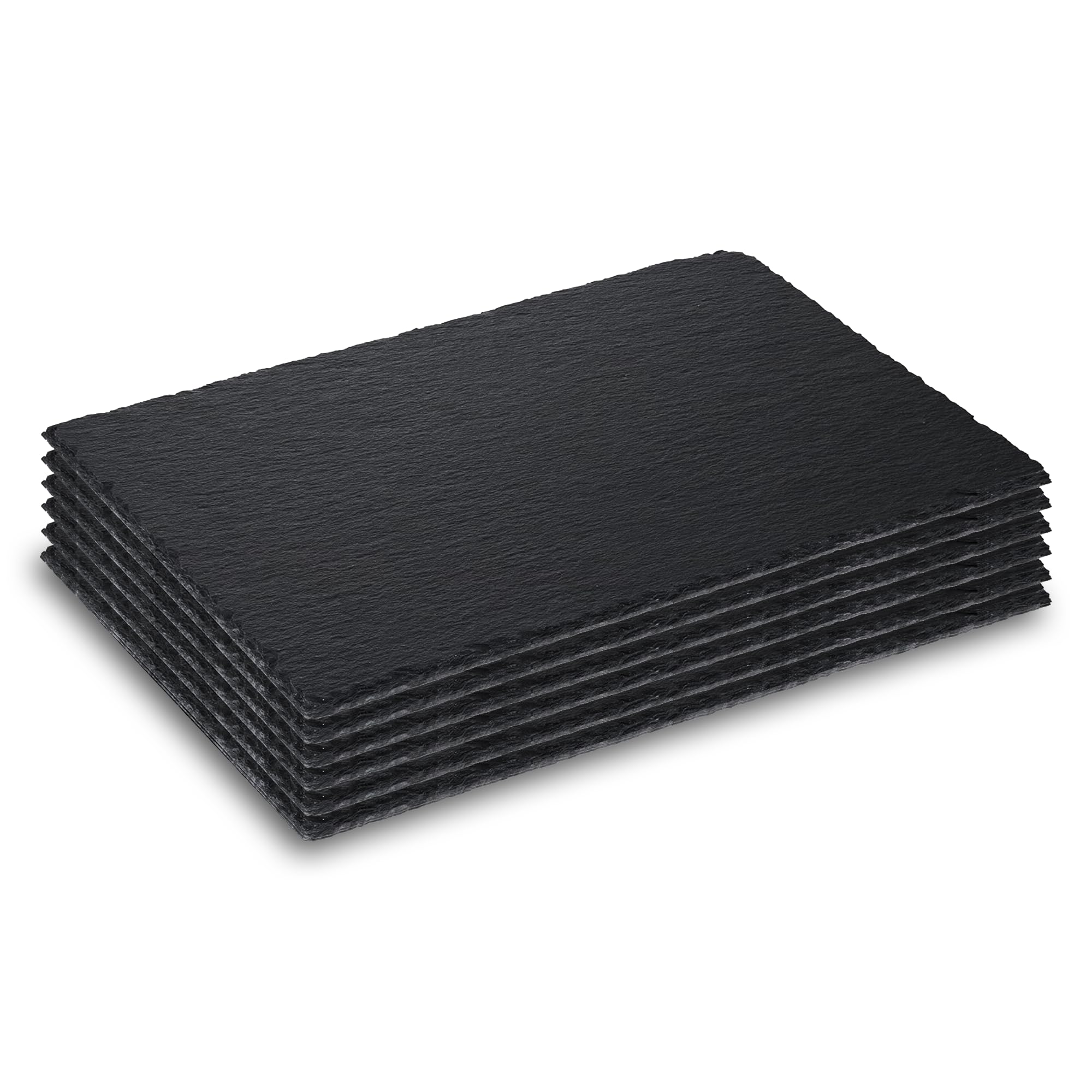 Sisson Distribution Juego de platos de pizarra de 6 tablas de queso de pizarra negra de 10 x 8 pulgadas para carne, queso, aperitivos, elegantes bandejas de servir de piedra para fiestas, inauguración
