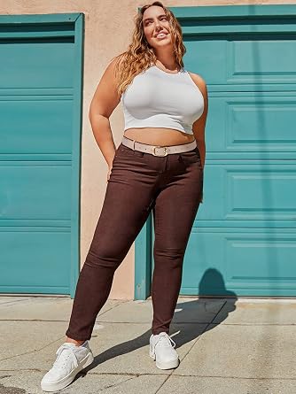 WERFORU Plus Size Belt for Women Leather Belt with Metal Buckle Ladies Casual Belt for Jeans Pants