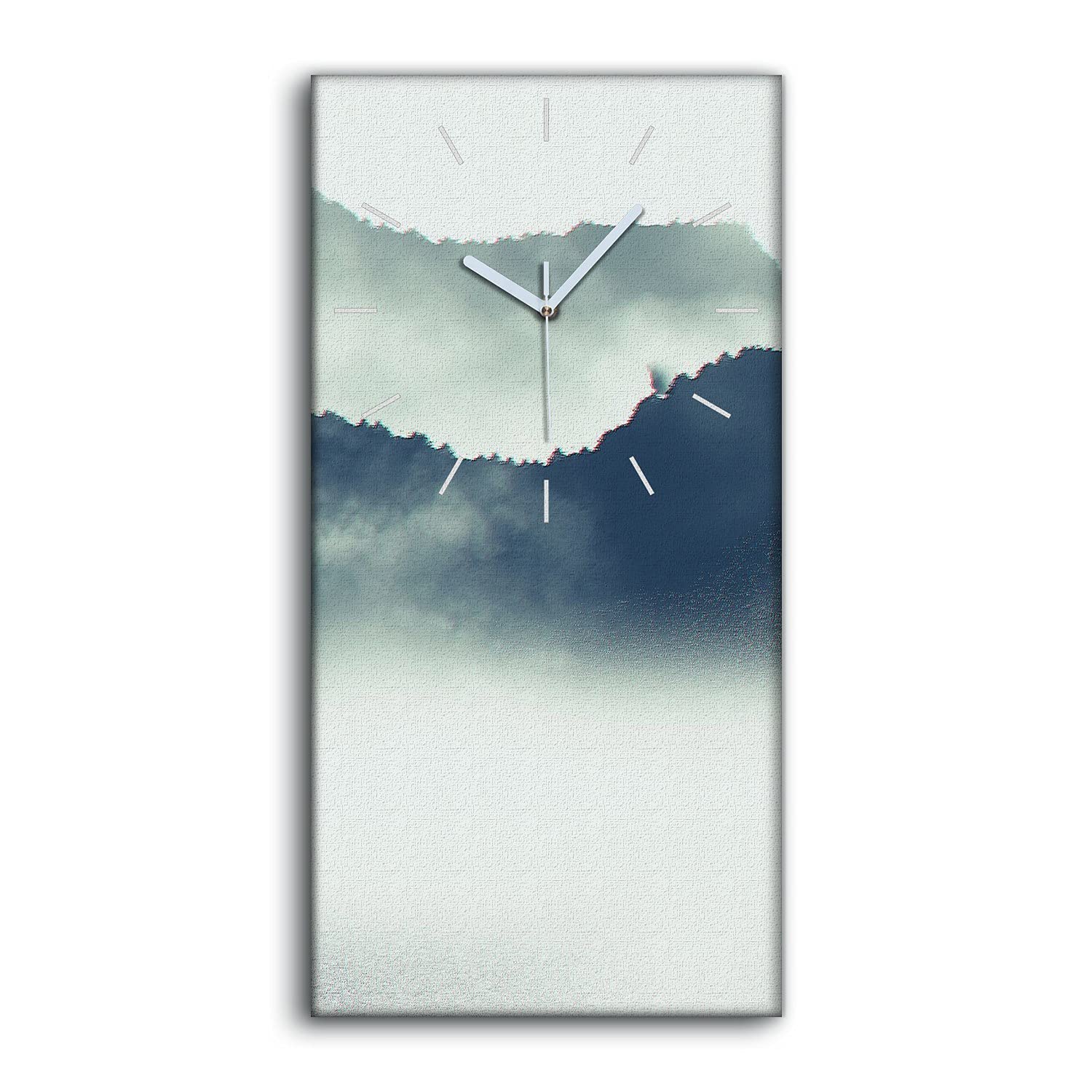 Pendule murale silencieuse 30x60cm avec aiguilles blanches pour chambre zen