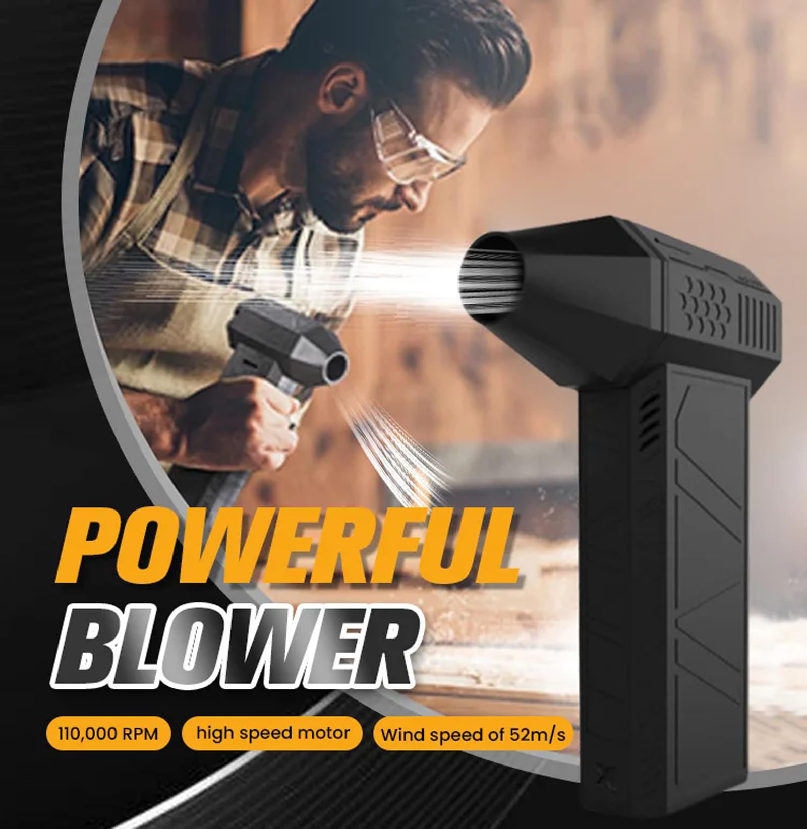 Ac-27 Air Duster, 2025 New Air Duster Ac-27, soffiatore di polvere elettrico, 3 marce, 150000 giri/min, vaporizzatore ad aria compressa, ricaricabile per tastiera, auto, casa (nero)