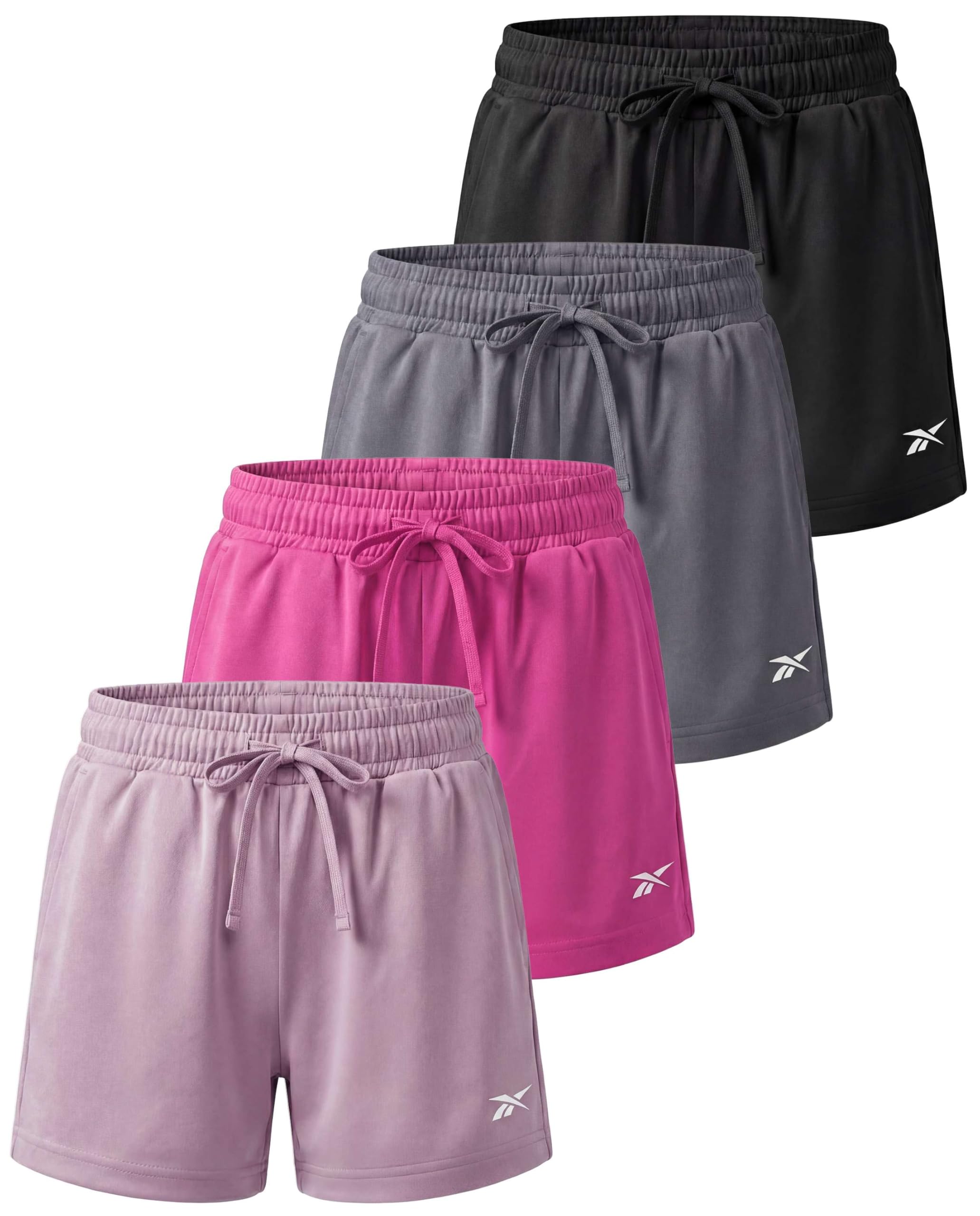 Reebok 4 Pack: Girls’ Dry Fit Athletic Shorts – Volleyball Basketball Soccer Running Sports Shorts Kids Teens Youth (6–16) — view 10