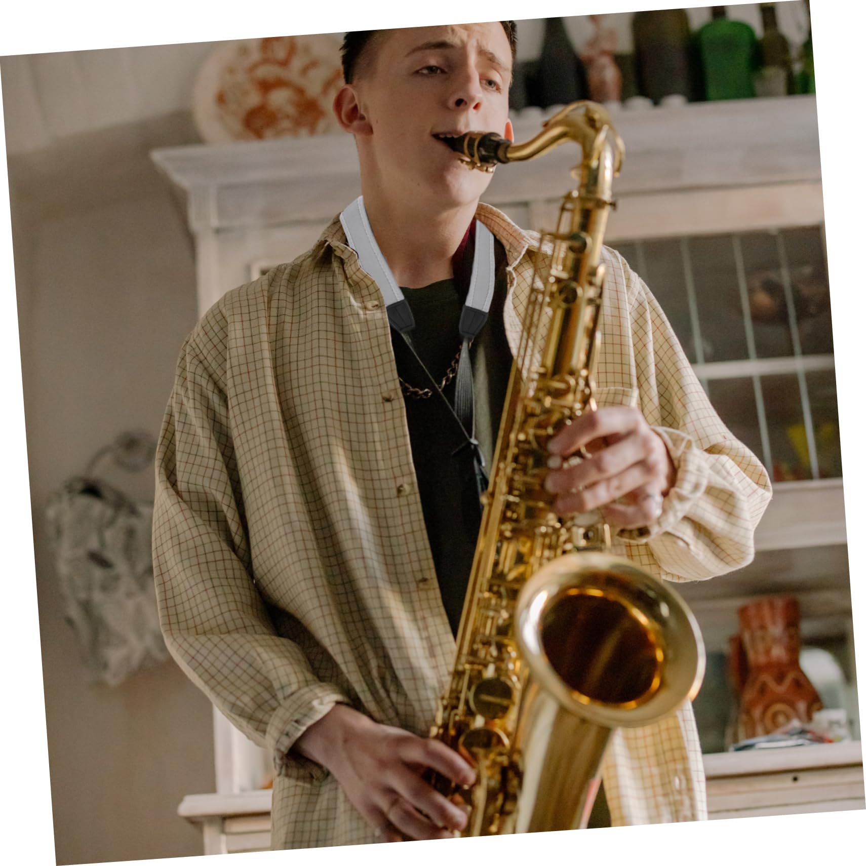 BESPORTBLE Adjustable Saxophone Neck Strap Sax Belt with Durable Hook Comfortable and Breathable Design for Alto and Tenor Saxophones Lightweight and Easy to Carry