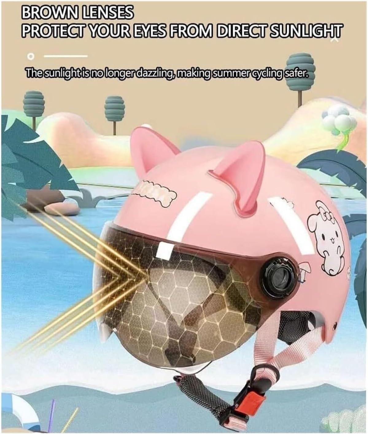 Cute Boys Girls 3/4 Open Face Motorcycle Helmets for 3-14 Years Old, Children's Electric Bicycle Helmets, Youth Kids Go-Kart Four Wheeler ATV Moped Helmet, DOT Approved