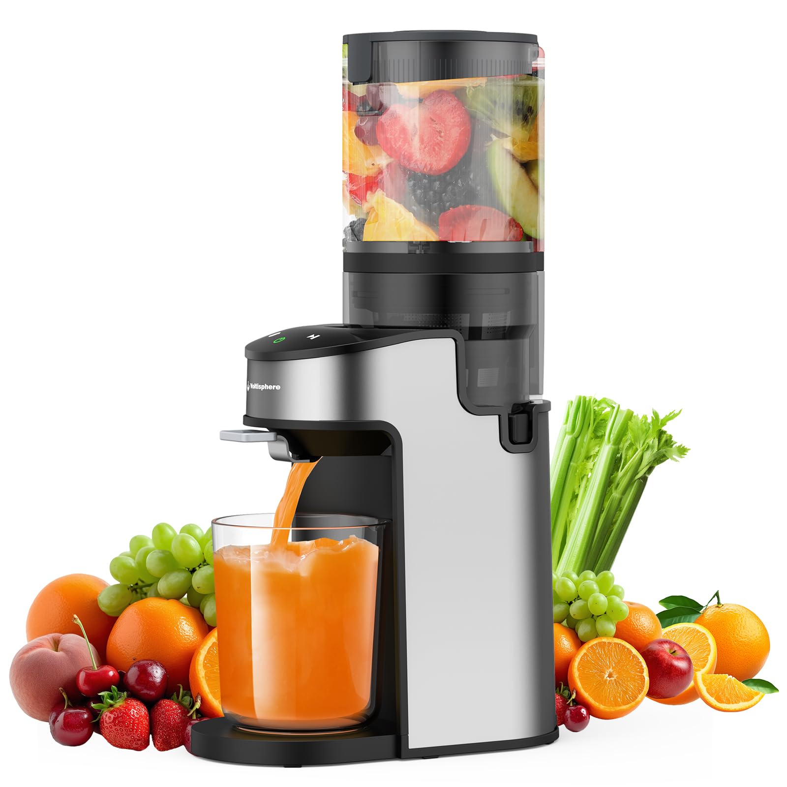 CFR637 Juicer Machines 400W Cold Press Juicer 4 9Wide Feed Chute Slow Masticating Juicer for Whole Vegetables Fruits