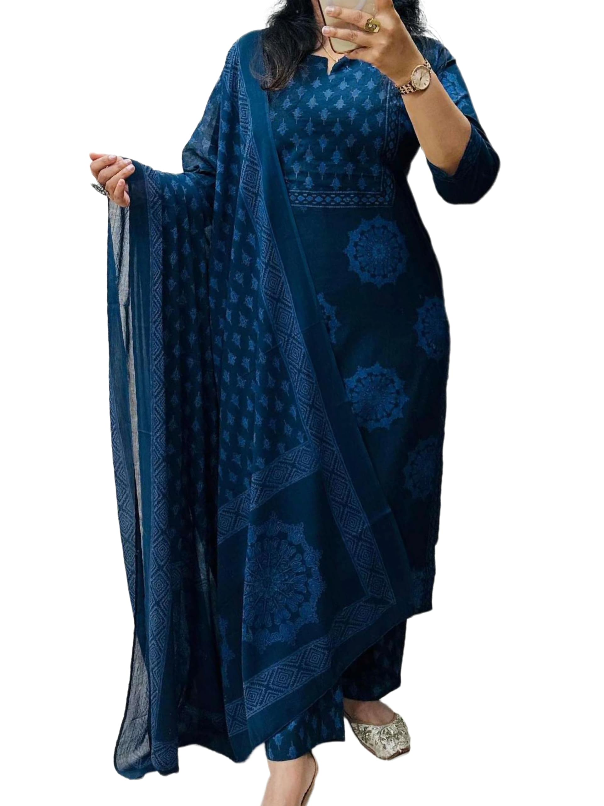 anni designer Women's Viscose Printed Straight Kurta with Palazzo and Dupatta | Kurta Set for Women Suit Set for Women | Indian Ethnic Wear Women's Ethnic Clothing Designer Kurti Palazzo Set-picture-2
