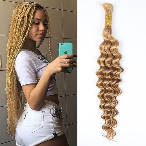 RESACA Cabello humano virgen brasileño de onda profunda para trenzar de 22 pulgadas, 1 paquete de extensiones de cabello humano virgen brasileño
