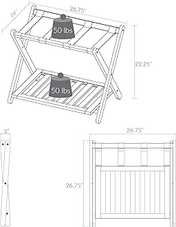 Casual Home Luggage Rack with Shelf, Natural