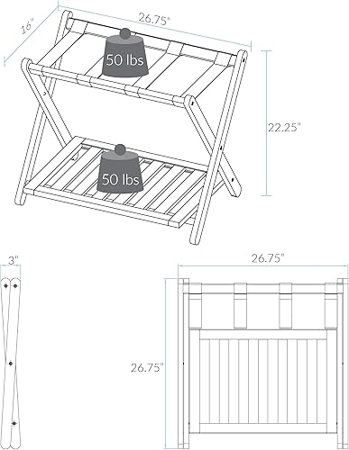 Miniatura 5 de Casual Home estantería para equipaje con estante, madera maciza