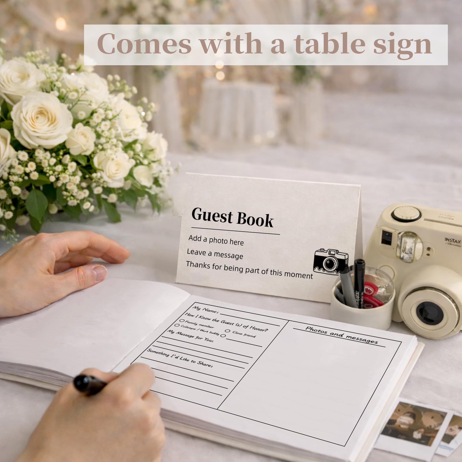 Libro de invitados de boda, libro de invitados con bolsillo de sobre, libro de visitas de tapa dura para recepción de boda, despedida de soltera o fiesta, libros de boda para invitados para