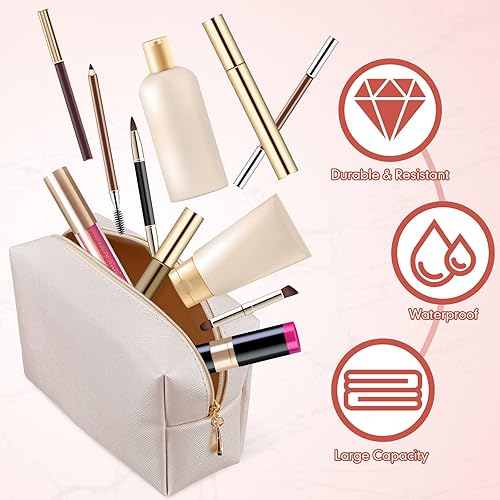 Miniatura 5 de 15 piezas de bolsa de maquillaje de piel sintética bolsa de maquillaje a granel impermeable con cremallera bolsa de viaje para artículos de tocador