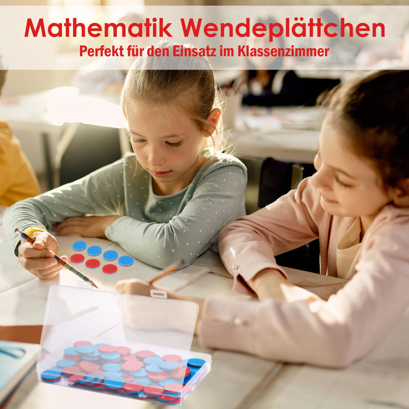 100 sztuk płytek dwustronnych w kolorze czerwonym, niebieskim, plastikowym, 1 pudełko z tworzywa sztucznego, zestaw matematyki, pomoc w liczeniu, matematyka, płytki dwustronne, chipy do liczenia rąk