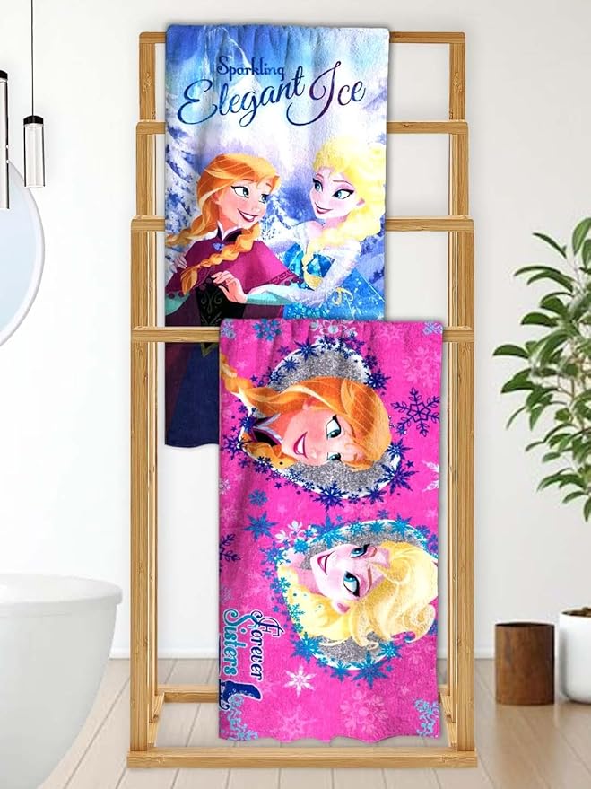 Athom Living Disney Frozen Elegant Ice & Forever Sisters Elsa Kids Bath Towel 60x120 cm Pack of 2
