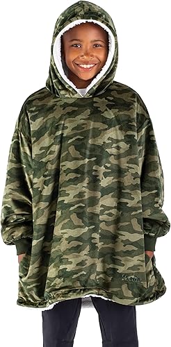 Bare Home Manta Sherpa portátil, cálida y acogedora, manta de felpa suave con capucha, tallas para adultos y jóvenes