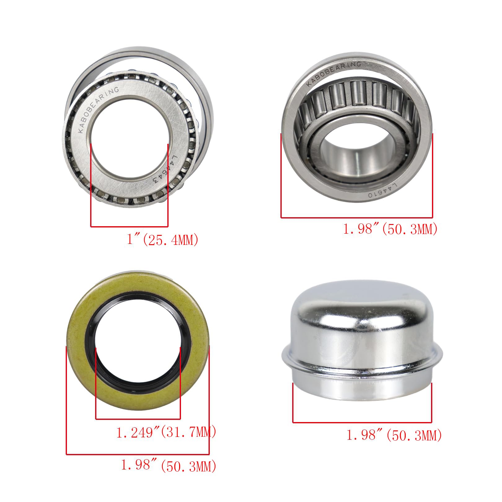 Trailer Axle Bearings Kit - 2 Sets, 2000 Lbs -2 Trailer Axle Bearings Kit - 2 Sets, 2000 Lbs -2