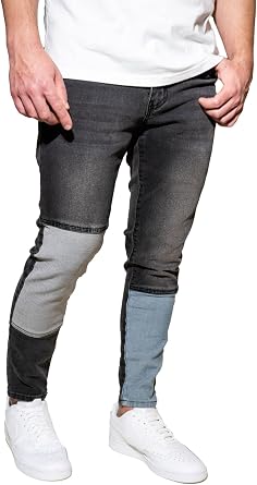 Mens Skinny Fit Jeans - Mid Rise & Stretchy Denim Pants for Men - Casual Tapered Jeans for Men