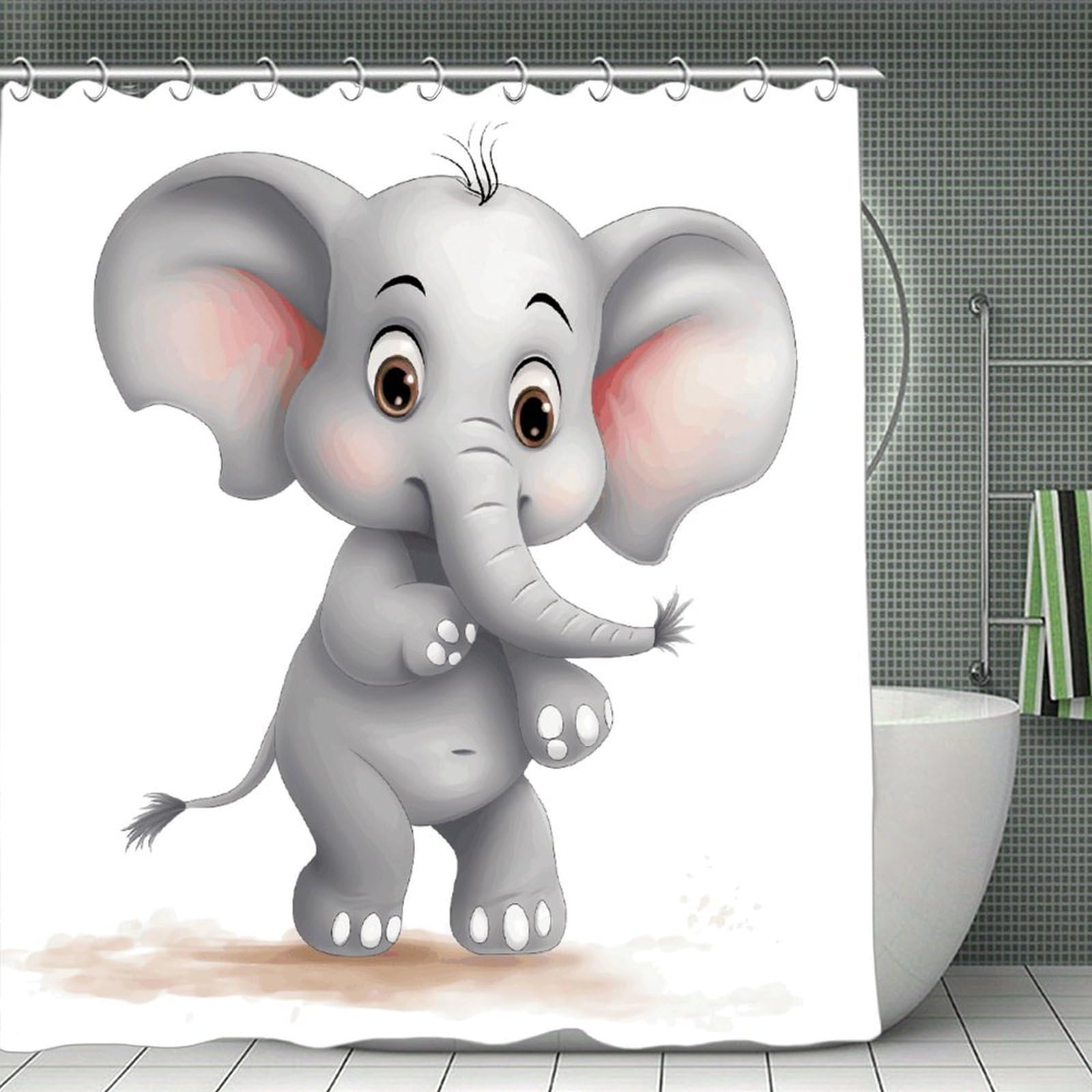 JTREHY Cute Elephant Shower Curtain Heavy Duty Waterproof Shower Curtain Elegant Modern Farmhouse Country Ultra Thick Bath Curtains Machine Washable Showers Curtains 70.8"x70.8"