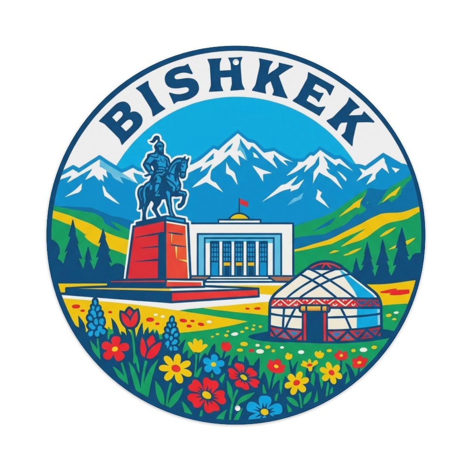 Vintage Travel Kyrgyzstan Bishkek Metal Tin Sign