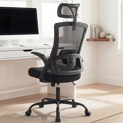 NEO Chair Silla de oficina con respaldo alto, silla de malla, cómodo asiento de computadora para juegos con reposacabezas ergonómico ajustable,