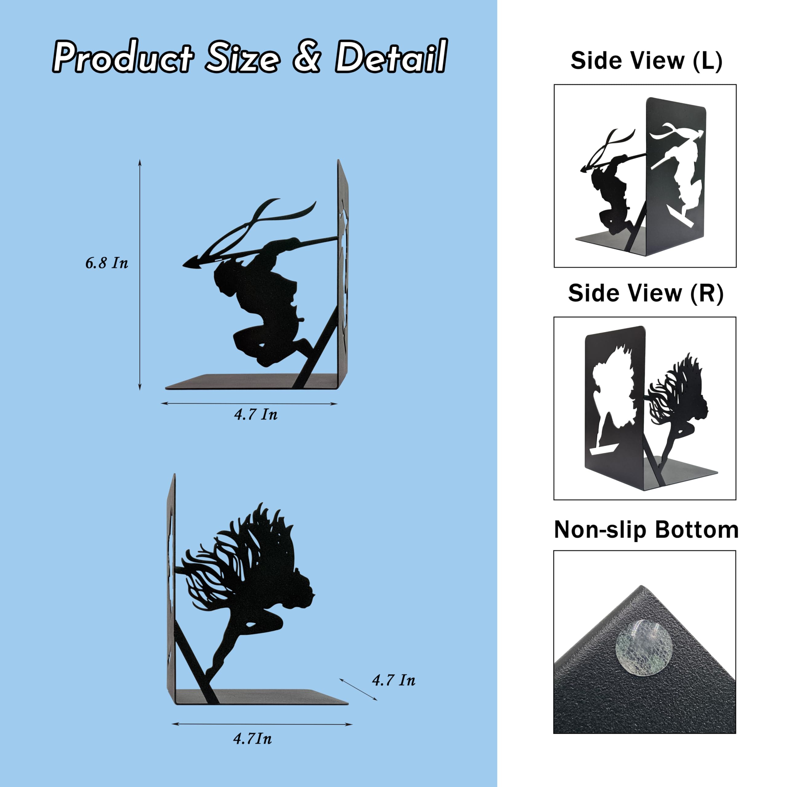 Vin & Kaladin-Inspired Metal Bookends - Dynamic Silhouette Design for Bookshelves and Fantasy Collections, Durable Decorative Gift for Epic Fantasy Fans