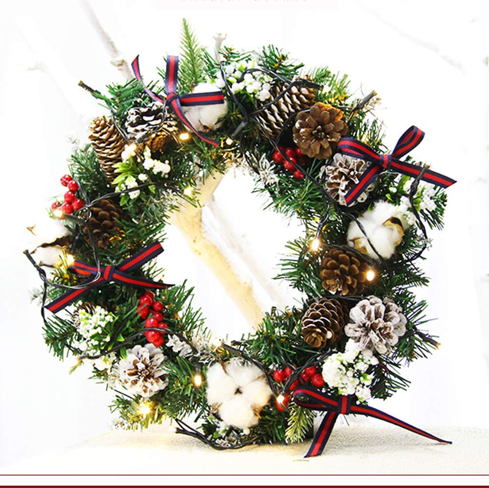 Guirlande de Noël et Couronne Dorée 40cm pour Décoration de Porte