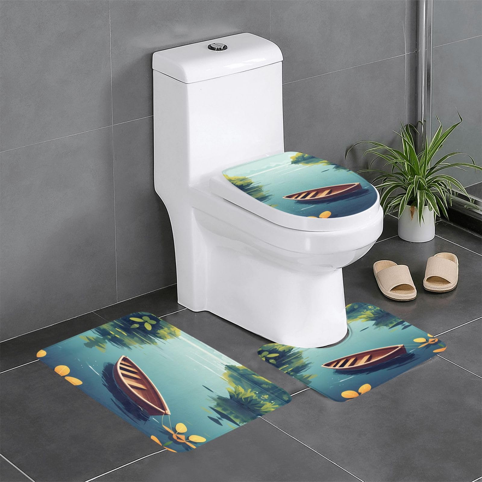 Tapis de salle de bain petit bateau pour sécuriser et décorer le sol des WC