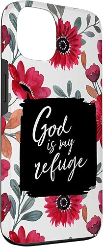 Miniatura 3 de iPhone 13 God is My Refuge Salmo 91 Versículo de la Biblia Flores Rojas Funda para mujer