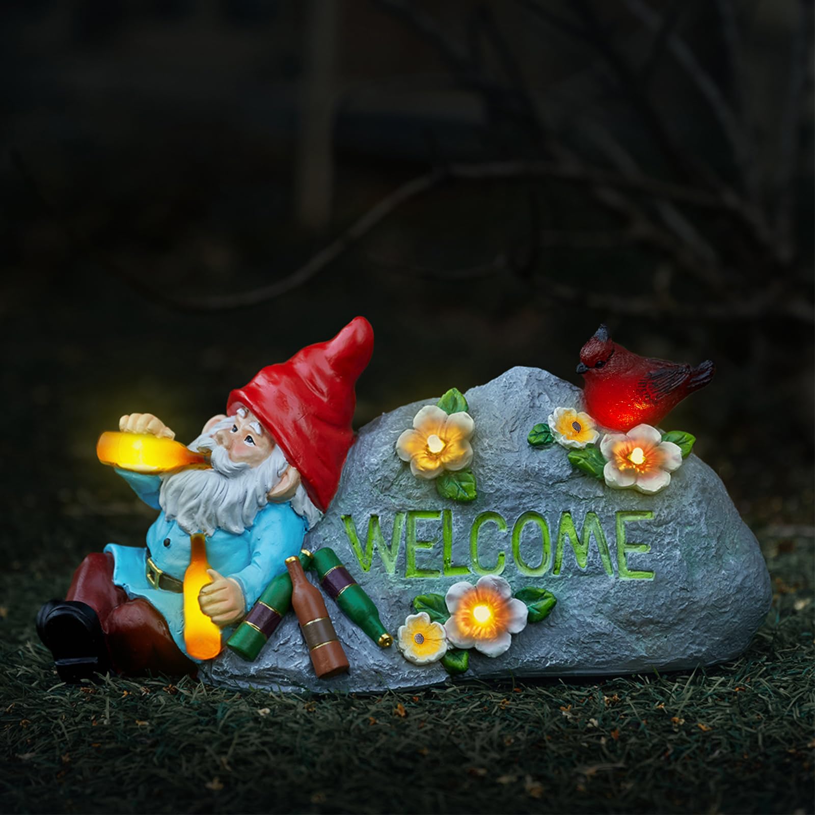 Estatua de gnomo borracho con bienvenida, estatua de resina de 11.8 pulgadas para el día del padre, Navidad, Acción de Gracias, regalos de limpieza de casa, decoraciones de gnomo para patio
