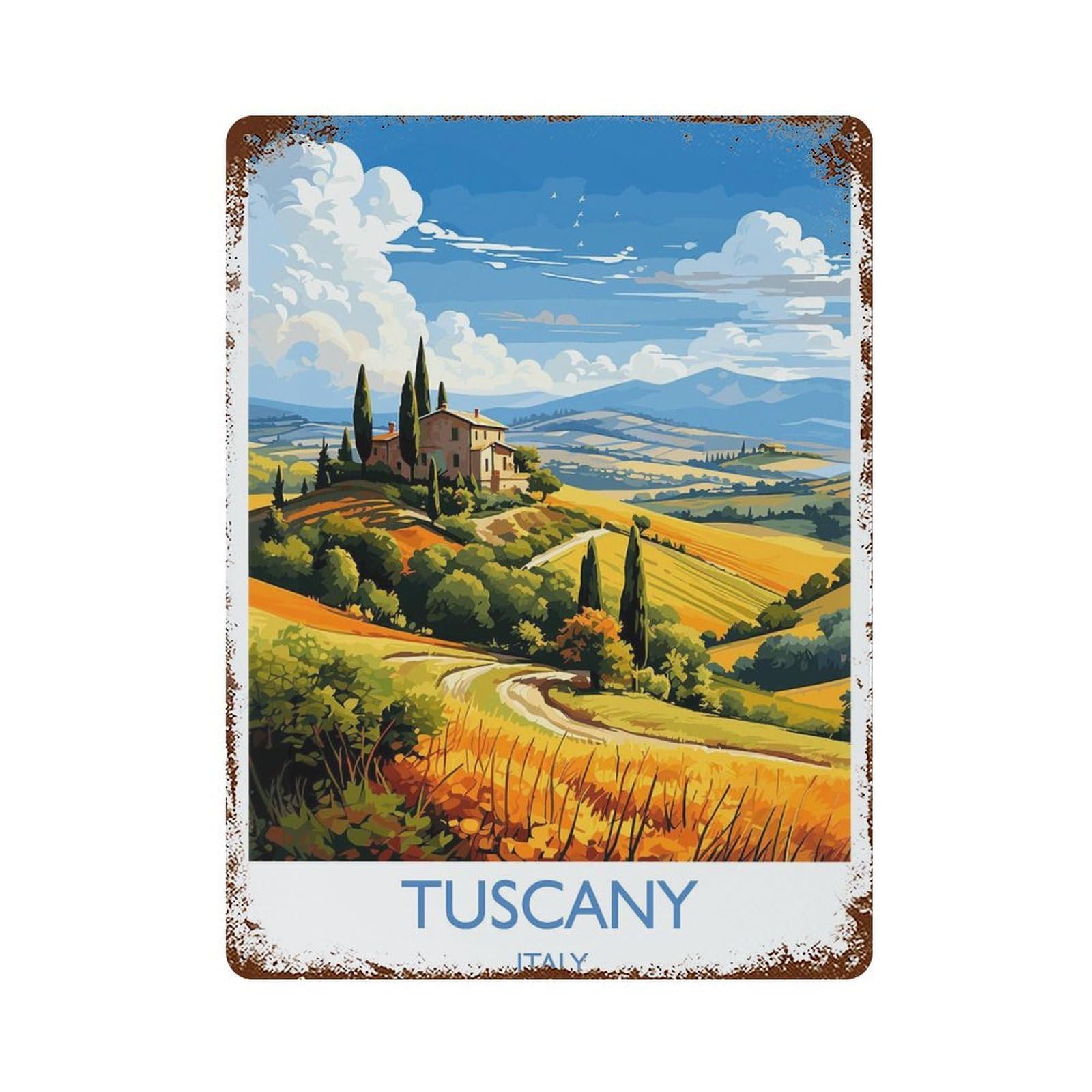 xiaoxiaoshen Tuscany Travel of Lovers Gift Italy Wall Decor Art Metal Tin Poster Modern Home Decor Art Home Bar Shop Decorations Vintage Sign 40x30cm