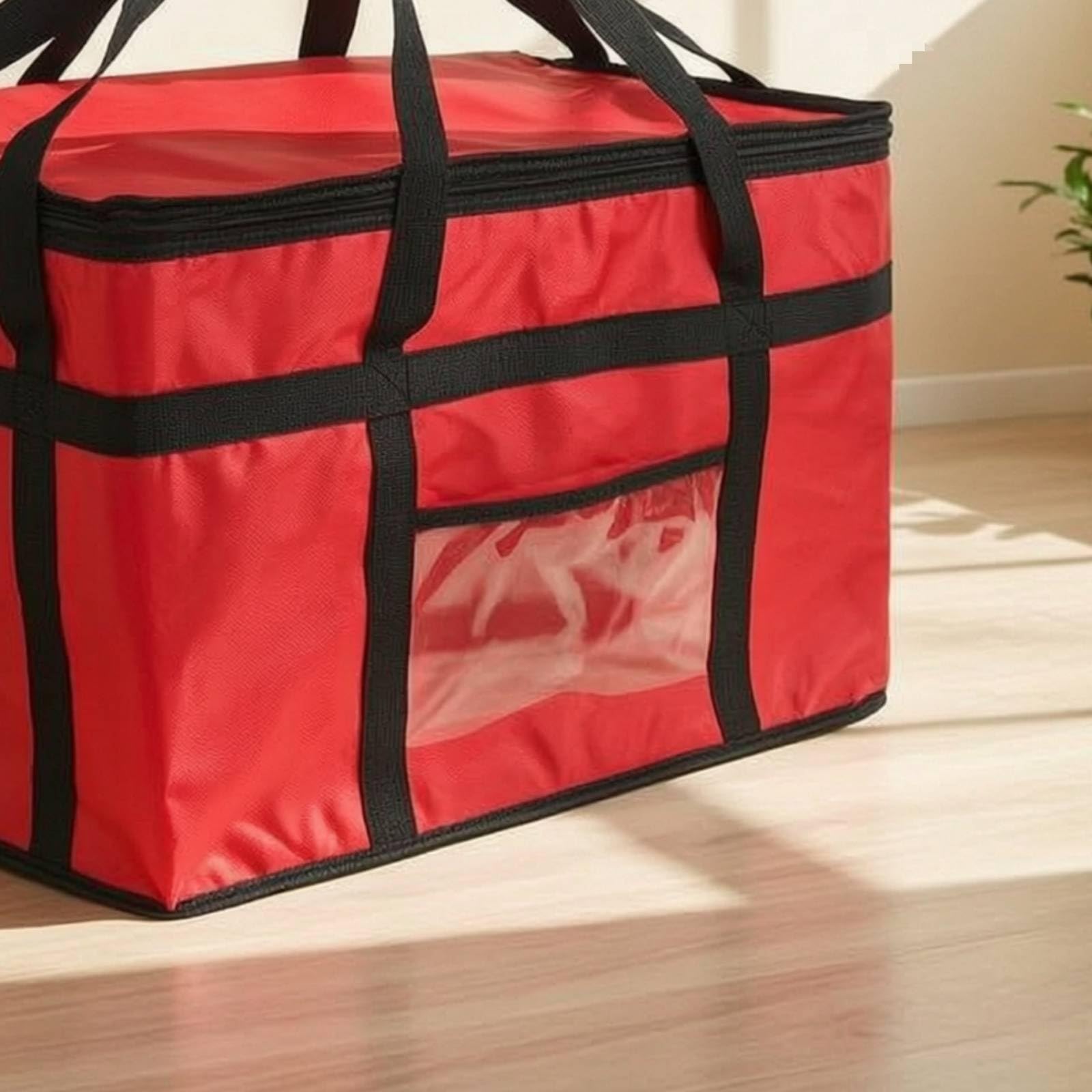Borsa Termica in Tessuto Oxford Impermeabile Borsa Termica con Cerniera Salvaspazio per Fattorino, Consegnatari, Picnic, Nero, Con Piastra Di Base