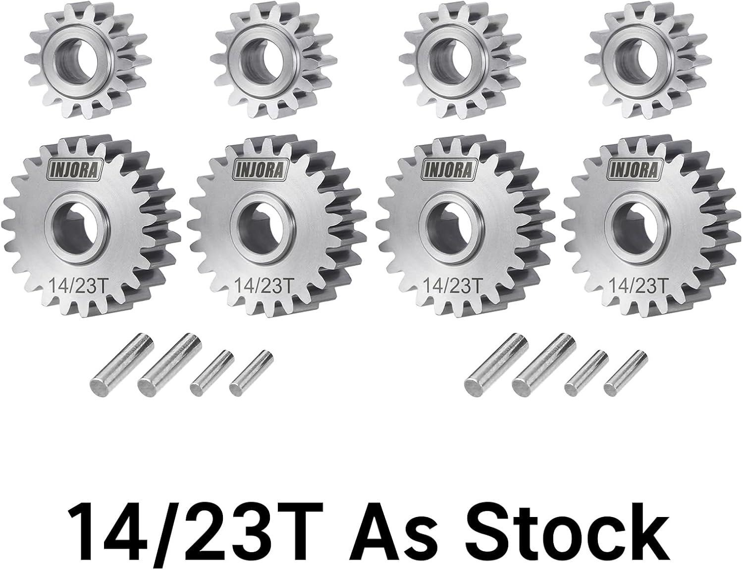 INJORA Stainless Steel 14/23T Stock Portal Gears Set for 1/18 RC Crawler Redcat Ascent-18 Upgrade, 2 Sets