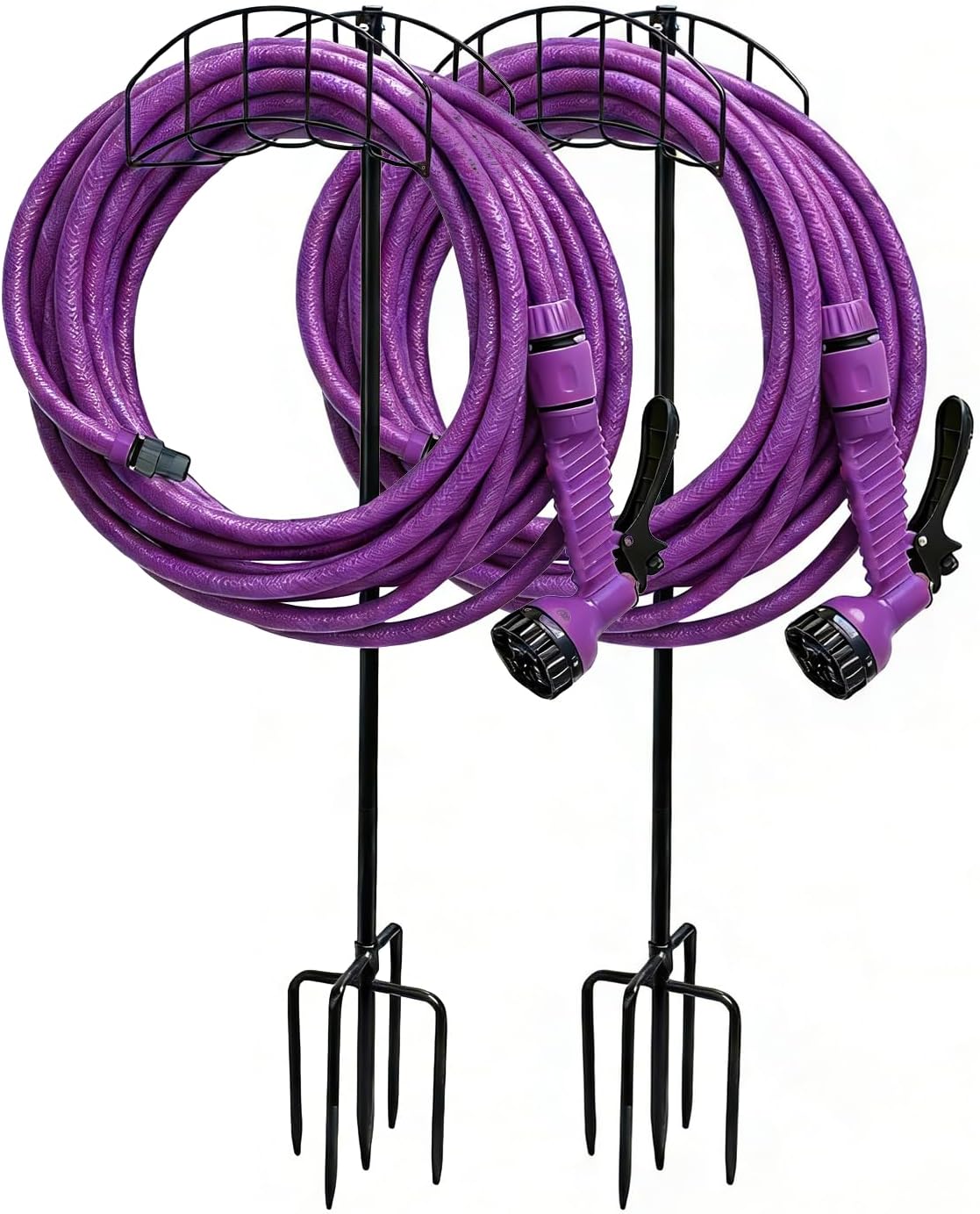 2-Pack Freestanding Garden Hose Holder with Upgraded 5-Prong Base - Water Hose Holders for 150 Feet Hose, Detachable Hose Storage Hanger for Outside Lawn Yard