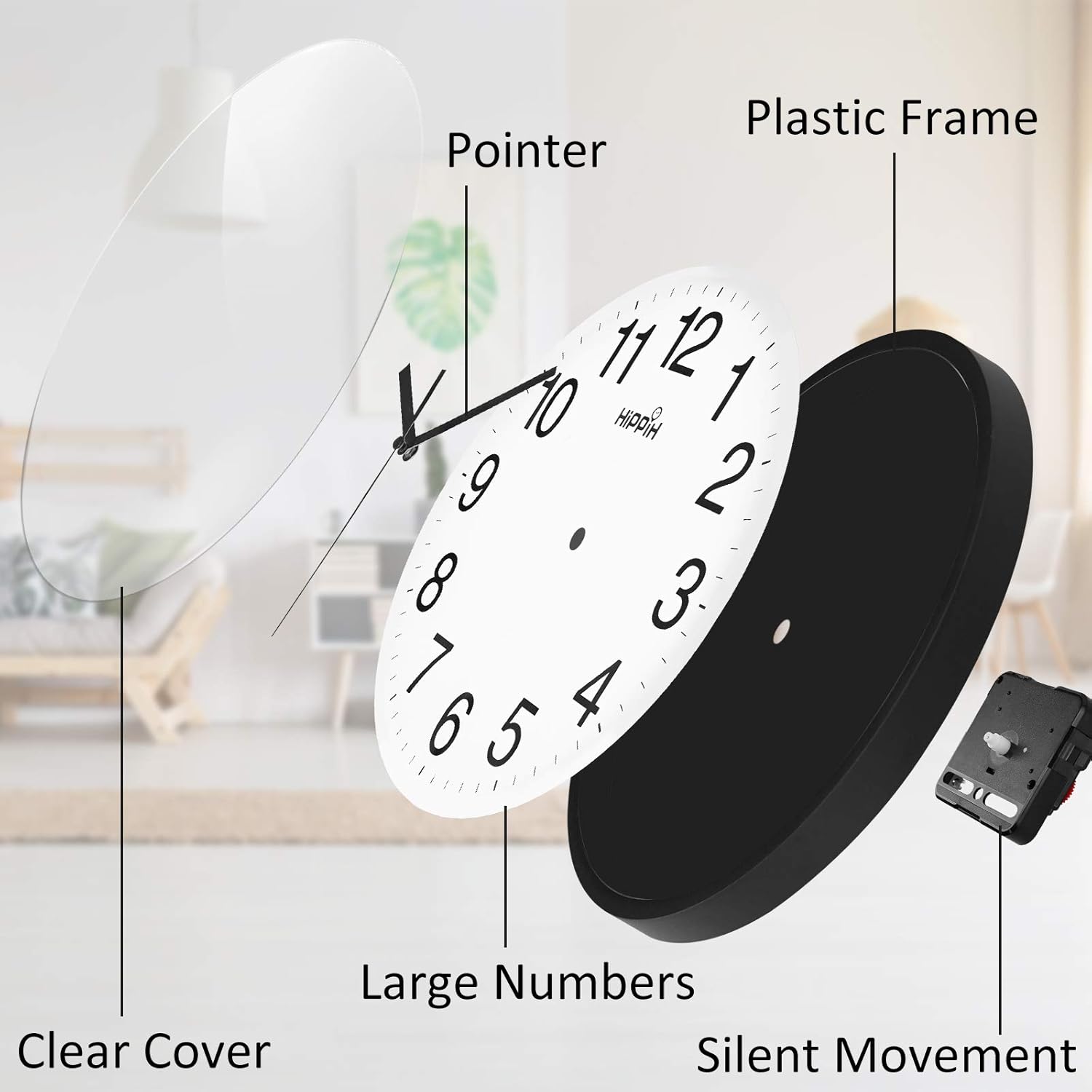 Yoobure 10 Silent Quartz Decorative Wall Clock Non-Ticking Classic Digital Clock Battery Operated Round Easy to Read Home/Office/School Clock: Home & Kitchen