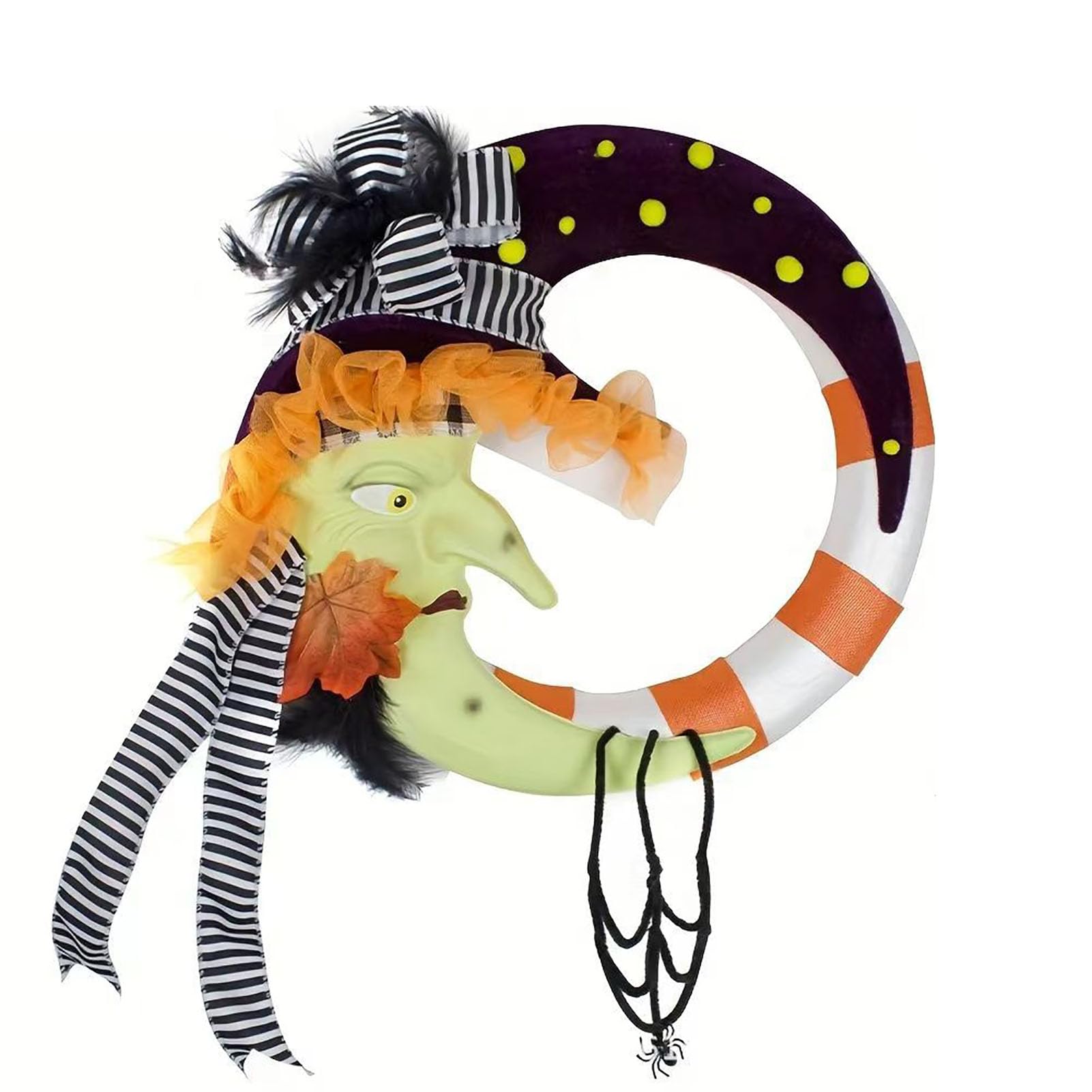 Wiszący Wieniec Drzwiowy Halloween z Figurą Wiedźmy na Przedni Ganku