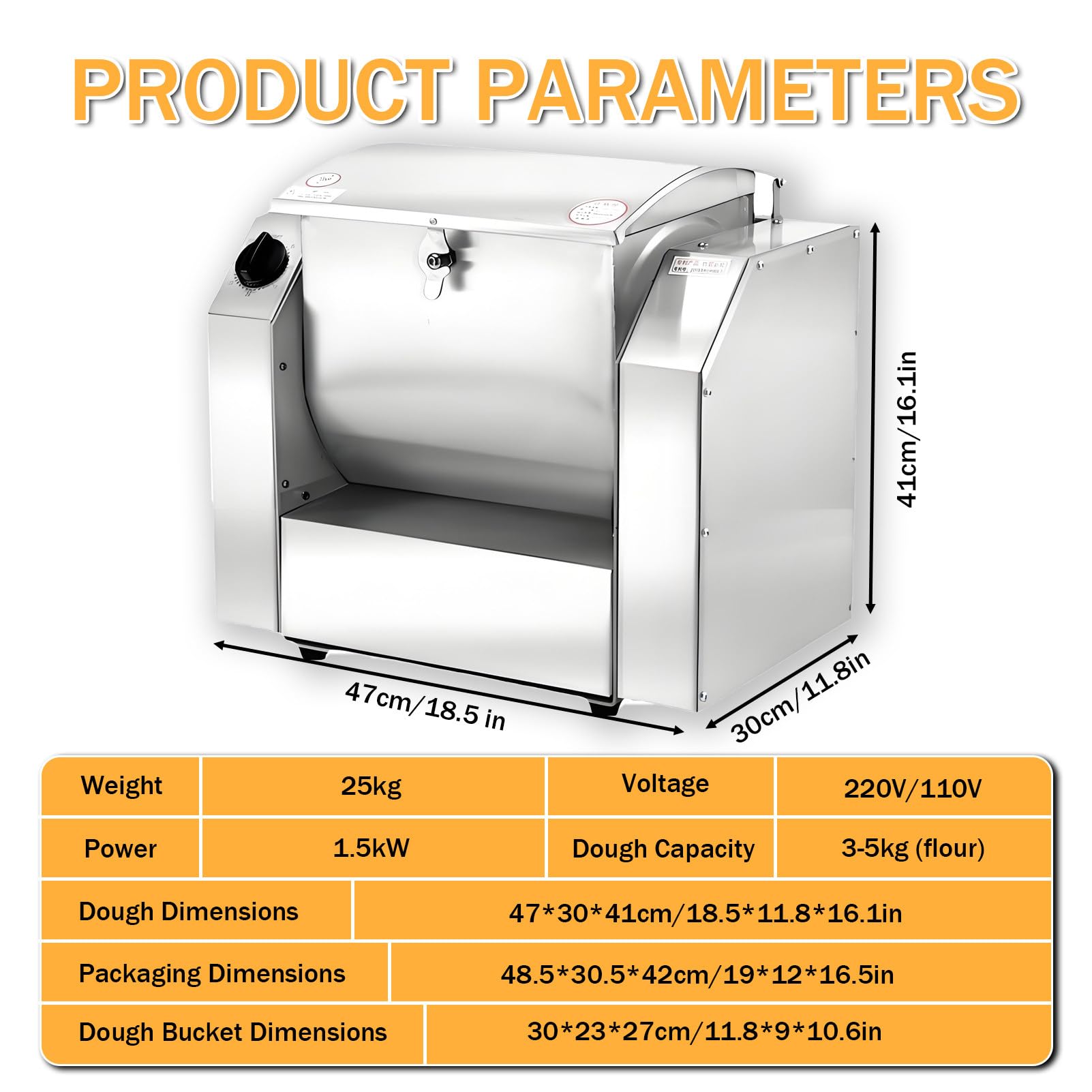 Impastatrice Grande, impastatrice elettrica Commerciale, impastatrice a Spirale Completamente Automatica, in Acciaio Inossidabile per panetterie, pizzerie e cucine Commerciali 5KG-110V