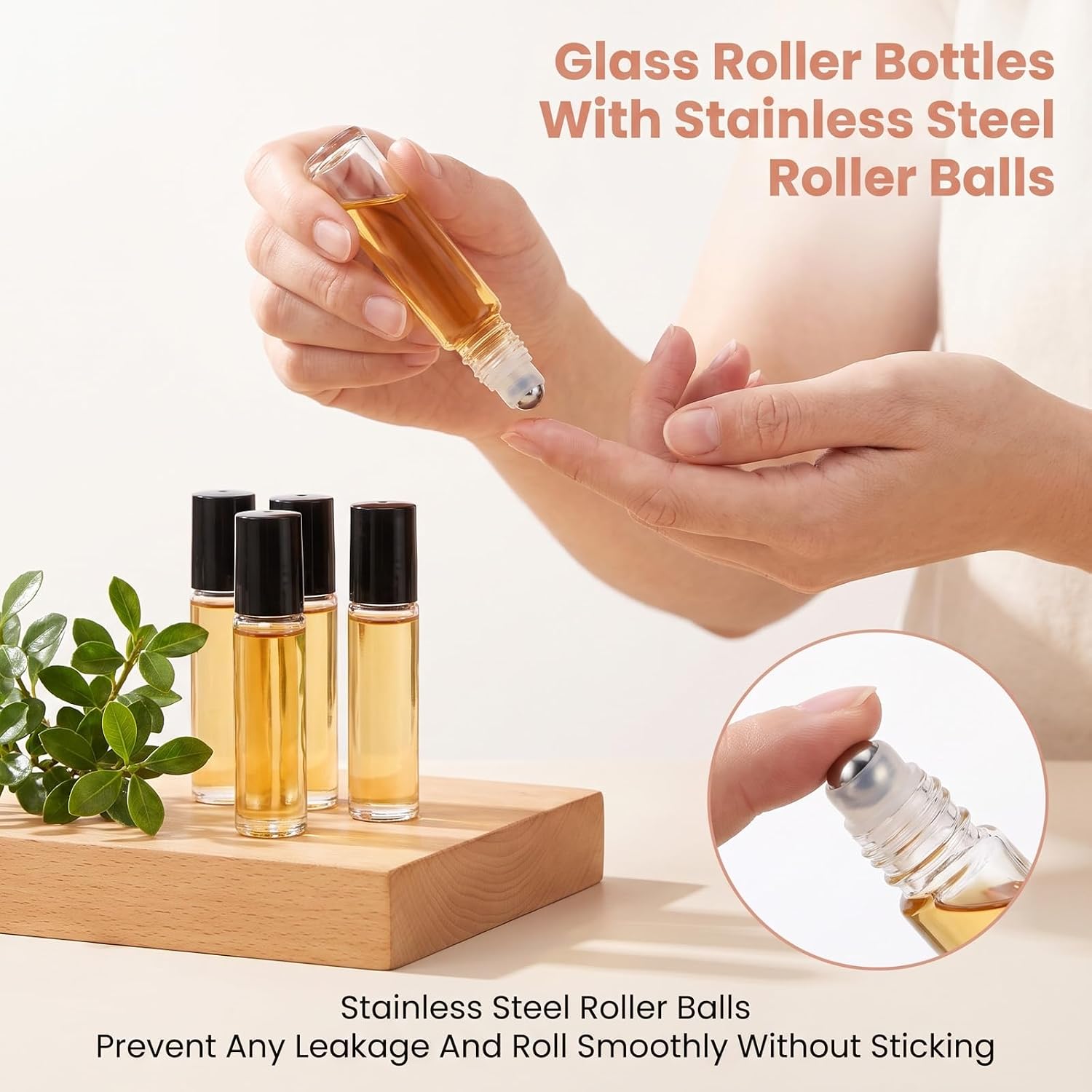 100 Pcs 10ml Roll on Bottles Empty Essential Oil Roller Bottles Leakproof