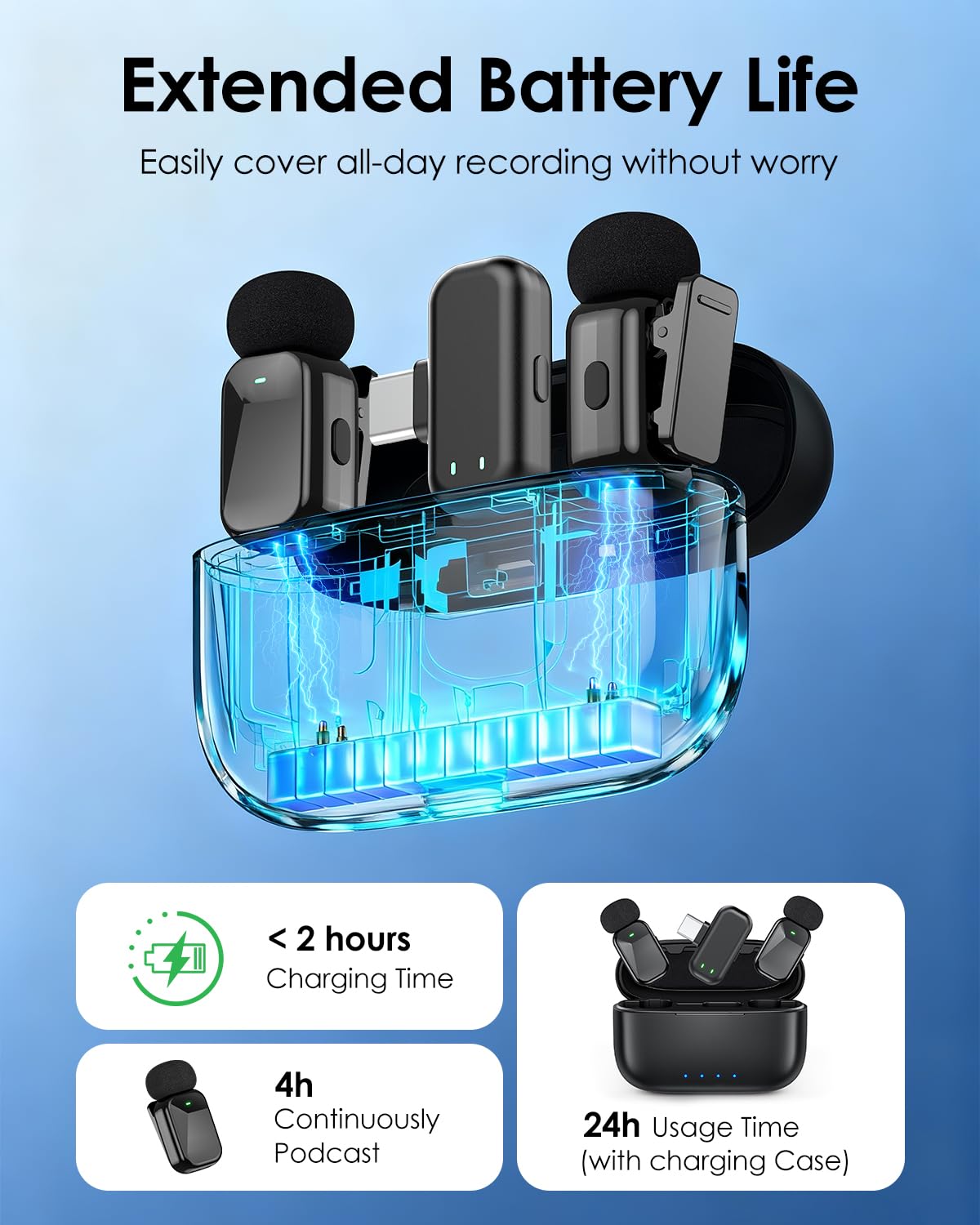 PoP voice Wireless Lavalier Microphone for iPhone/Android - Mini Clip-On Mic with Noise Cancellation, 65ft Range, 12H Battery, Lapel Mic for Record Video, Podcast Vlog Content Creator Interview: Black J27+Charging Case