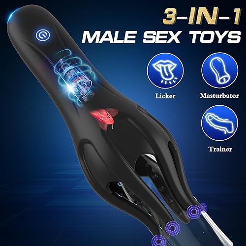 Miniatura 6 de Masturbador masculino Juguetes sexuales para hombres, vibrador de pene masculino para hombres con lamer la lengua, Masterbater Juguete sexual para
