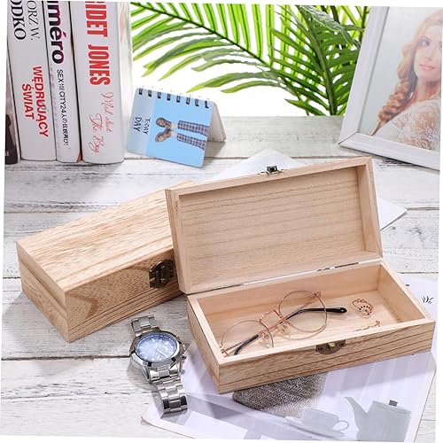 Miniatura 3 de 1 juego de cajas de embalaje de madera retro, cajas de almacenamiento decorativas oblongas creativas con tapas para recuerdos, joyería y decoración