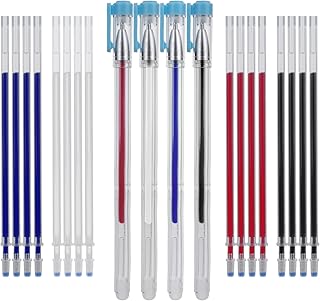 Molain 24 Pcs/Set Heat Erasable Pens for Fabric, 4 Pen Shells+20 Refills, 4 Colors Fabric Markers for Sewing, Erasable Fabric Marking Pens, Sewing Notions and Supplies,Fabric Pencil, Tailors Chalk Pen