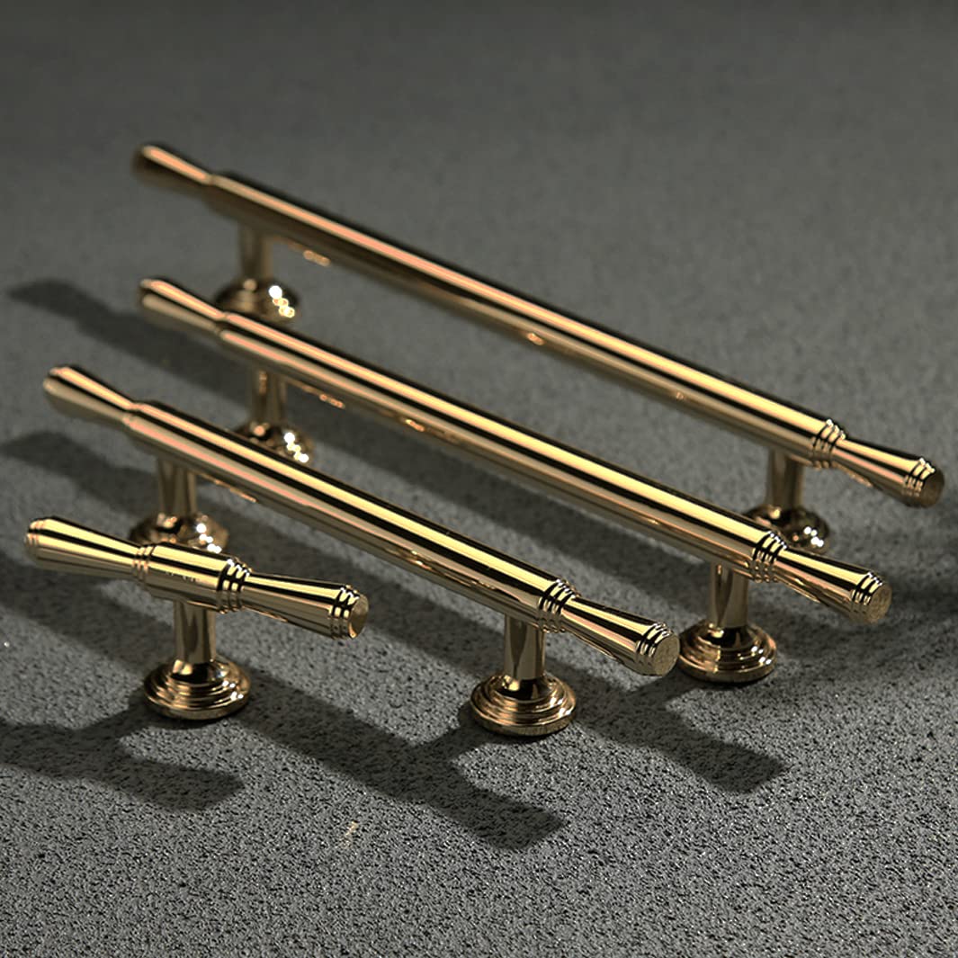 Möbelgriffe, Griffe für Möbel, Türen, Schrankgriffe, 2er-Set, matt gebürstetes Messing, Schrankgriffe, goldfarben, für Küchenschränke, Griffe für Schränke, Schubladengriffe, Schlafzimmermöbel (96 mm/3