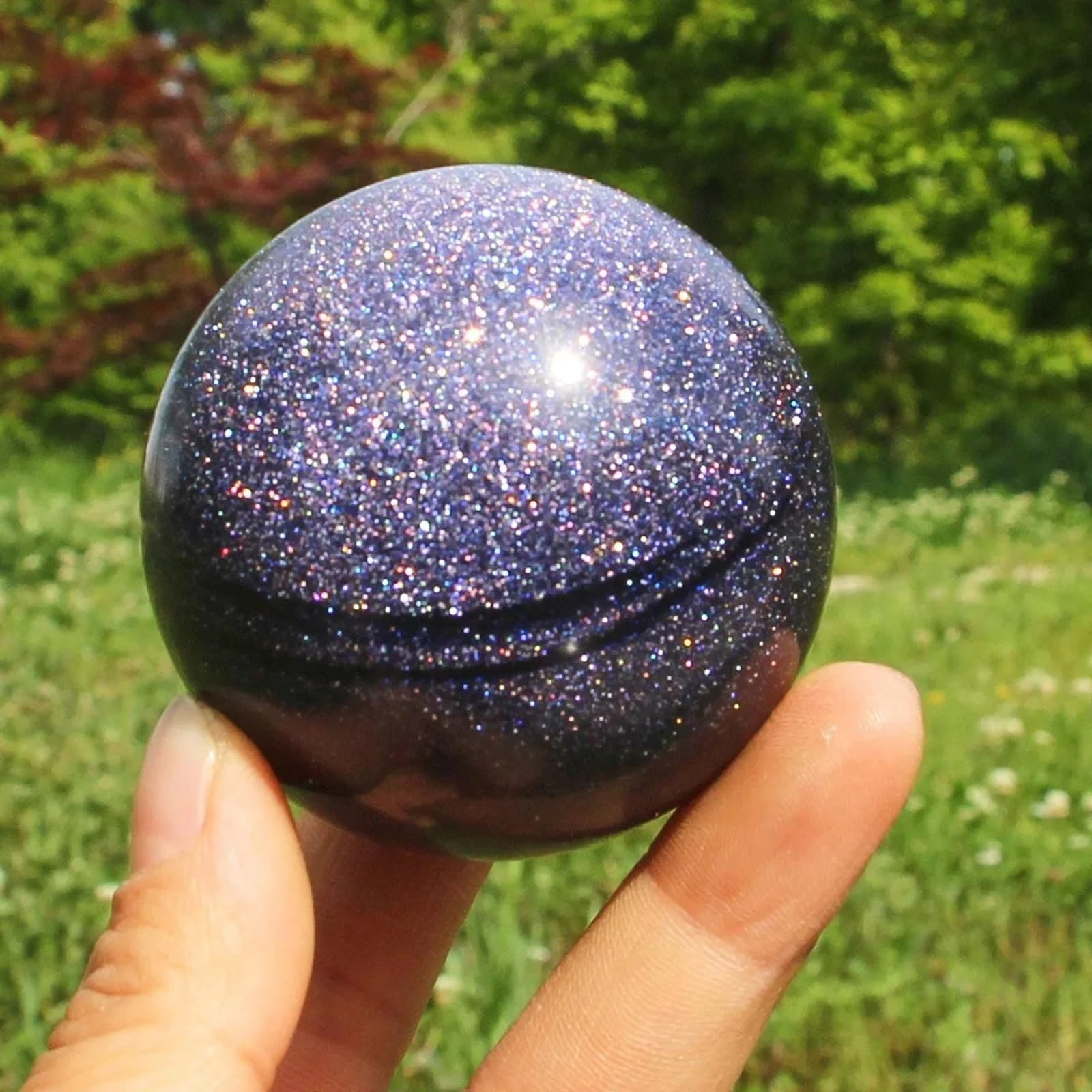 Ornamenti a sfera di cristallo in arenaria blu, articoli per ufficio. | Sfera di cristallo blu per la meditazione, decorazione Feng Shui, oggetto fotografico Lensball