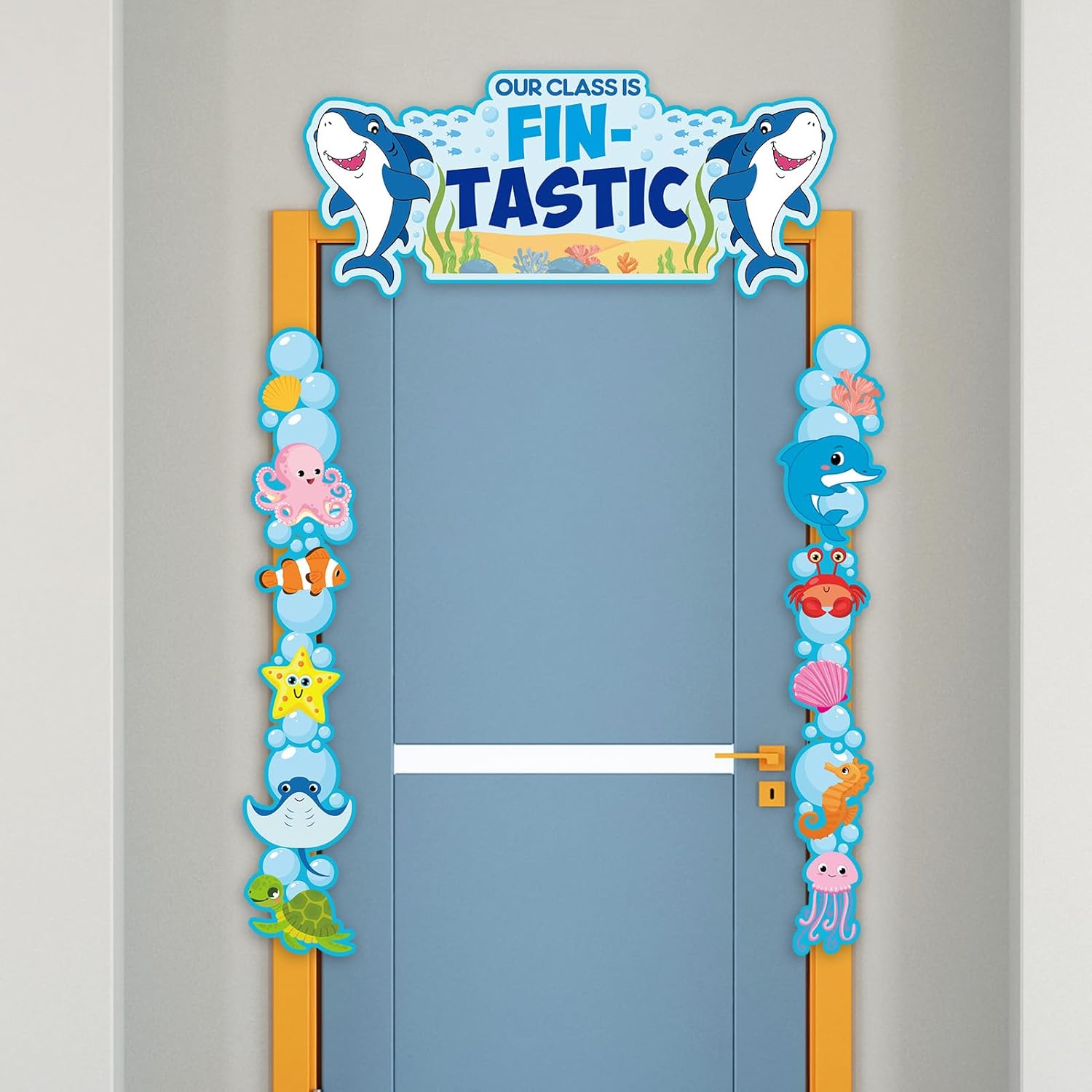 Under The Sea Door Decorations Ocean Bulletin Board Border Set Summer Birthday Party Decorations Sea Animals Door Banner Photo Booth Prop for Kids Teachers First Day of School Decor