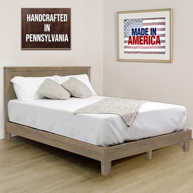 Solid Hardwood Platform Bed Frame, Headboard, & Slats, Quality Crafted i...
